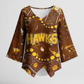Personalized Hawthorn Hawks Kimono Sleeve Blouse Aboriginal Pattern with Graffiti Style
