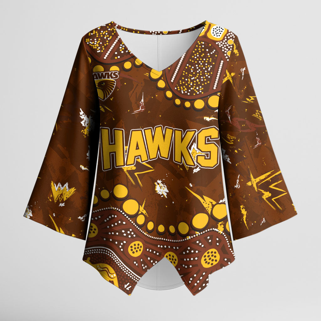 Personalized Hawthorn Hawks Kimono Sleeve Blouse Aboriginal Pattern with Graffiti Style