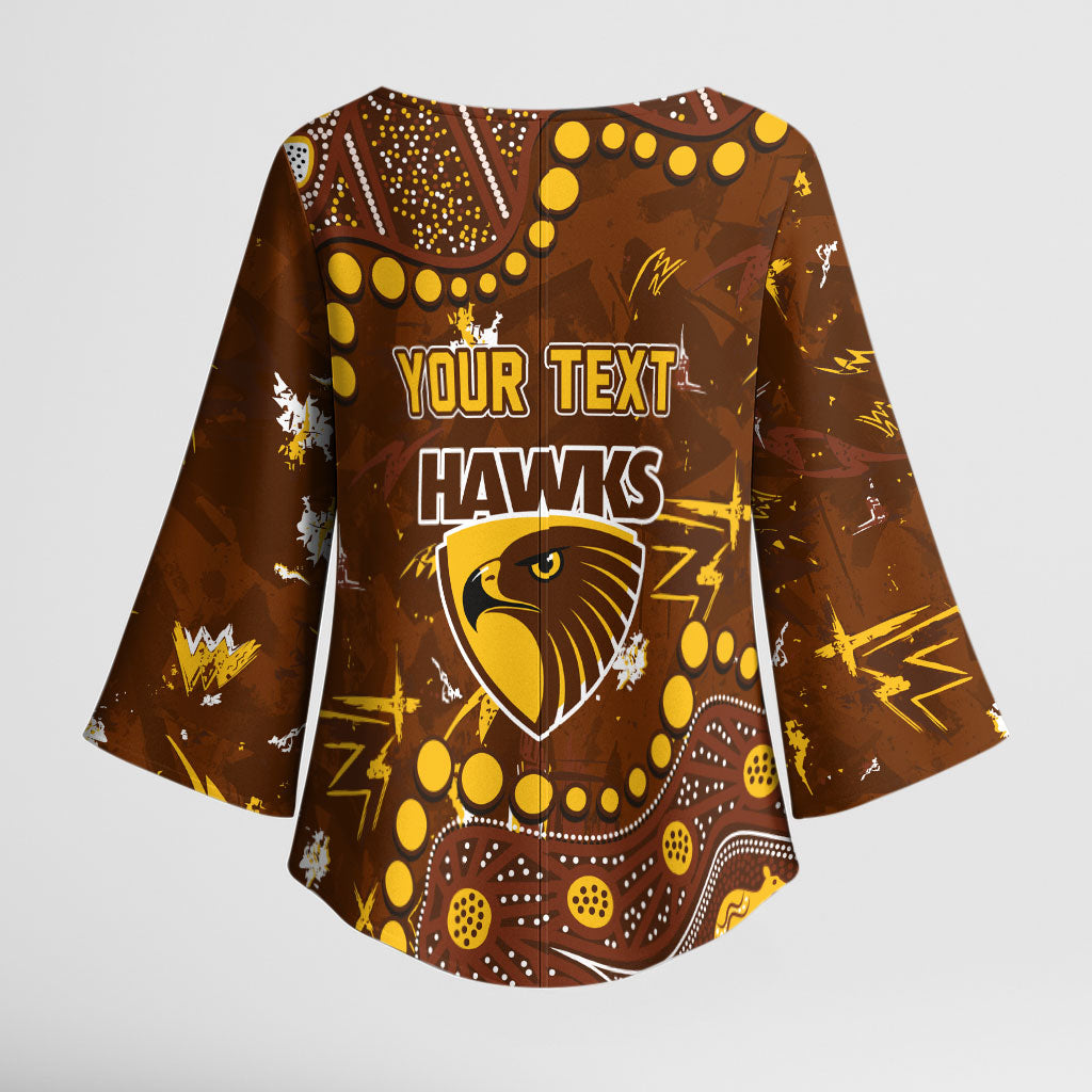 Personalized Hawthorn Hawks Kimono Sleeve Blouse Aboriginal Pattern with Graffiti Style