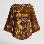 Personalized Hawthorn Hawks Kimono Sleeve Blouse Aboriginal Pattern with Graffiti Style