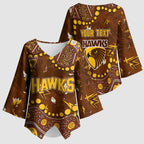 Personalized Hawthorn Hawks Kimono Sleeve Blouse Aboriginal Pattern with Graffiti Style