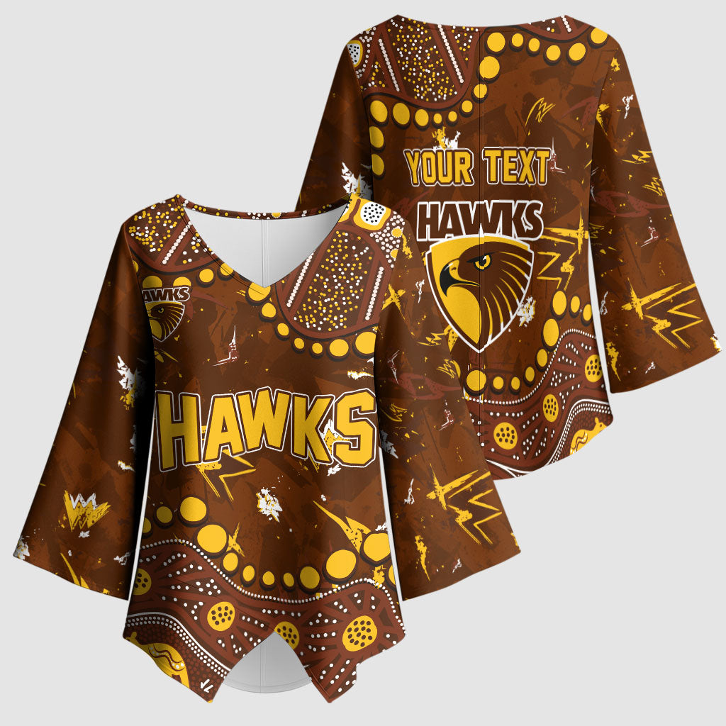 Personalized Hawthorn Hawks Kimono Sleeve Blouse Aboriginal Pattern with Graffiti Style