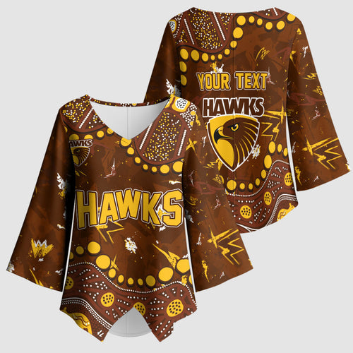 Personalized Hawthorn Hawks Kimono Sleeve Blouse Aboriginal Pattern with Graffiti Style