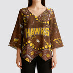 Personalized Hawthorn Hawks Kimono Sleeve Blouse Aboriginal Pattern with Graffiti Style