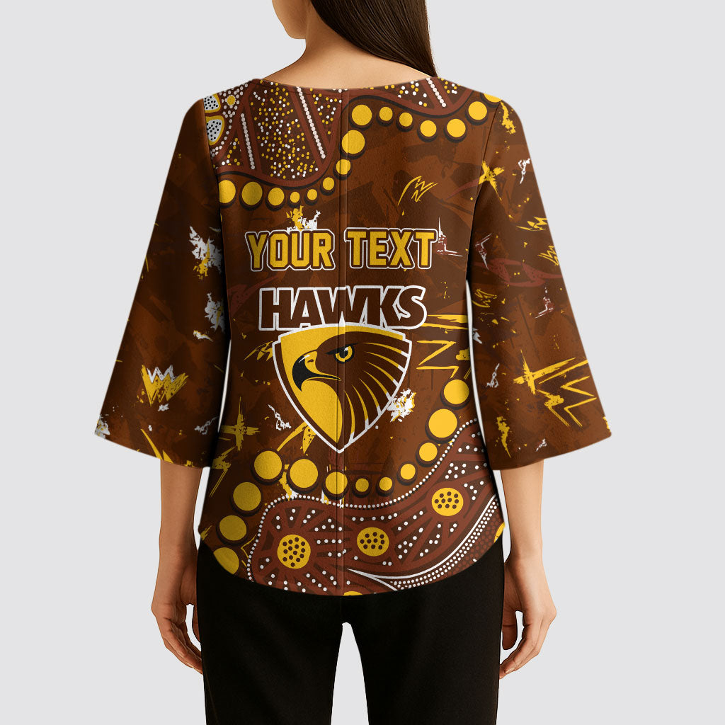 Personalized Hawthorn Hawks Kimono Sleeve Blouse Aboriginal Pattern with Graffiti Style