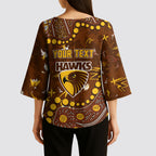 Personalized Hawthorn Hawks Kimono Sleeve Blouse Aboriginal Pattern with Graffiti Style