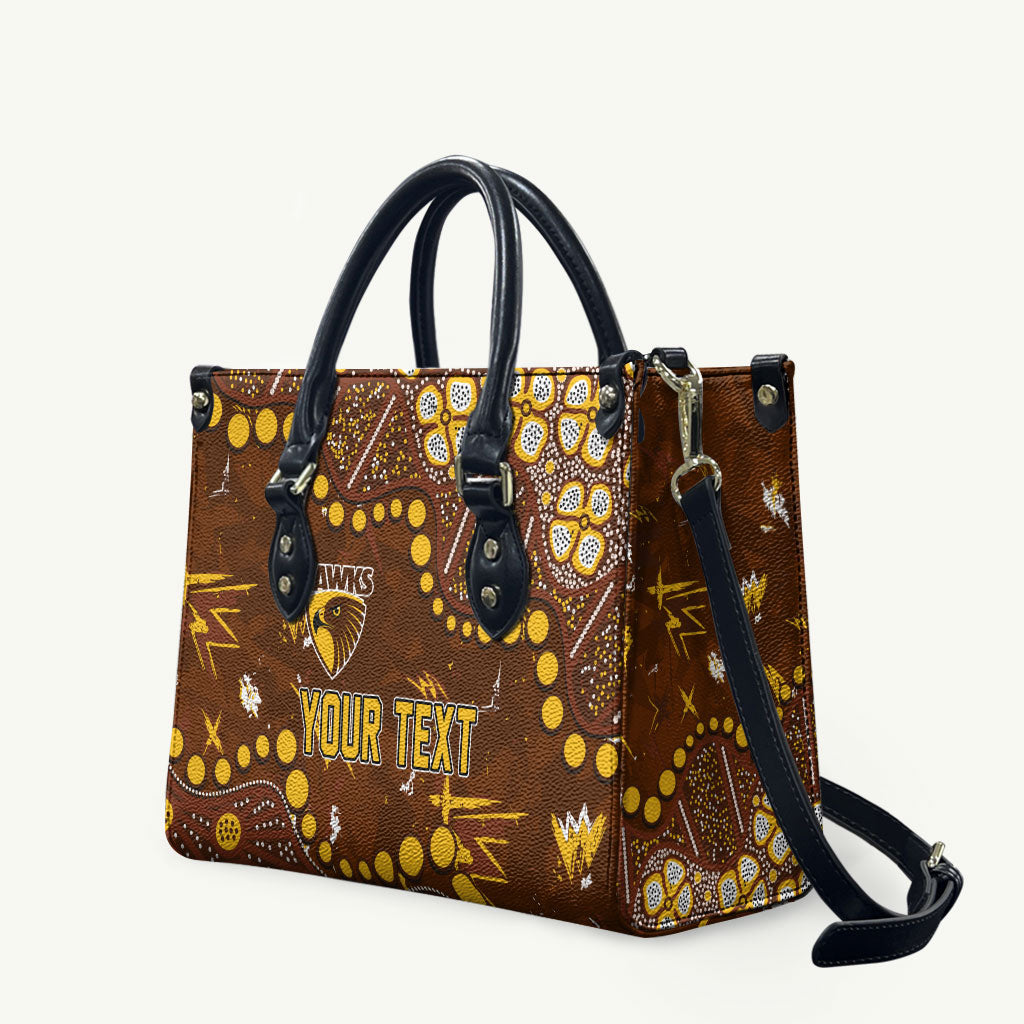 Personalized Hawthorn Hawks Leather Bag Aboriginal Pattern with Graffiti Style