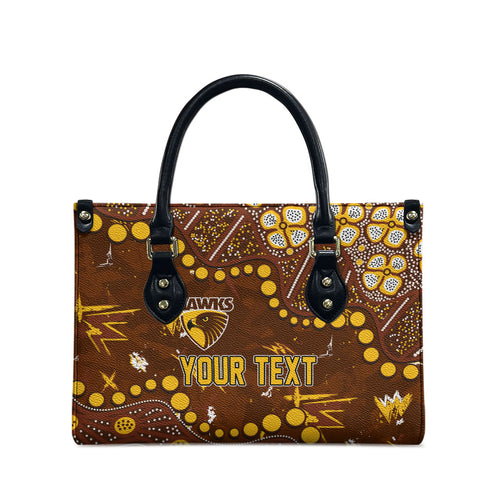 Personalized Hawthorn Hawks Leather Bag Aboriginal Pattern with Graffiti Style