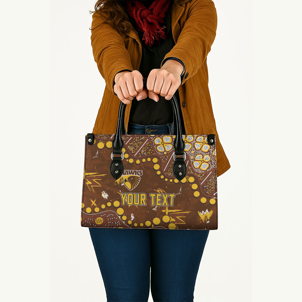 Personalized Hawthorn Hawks Leather Bag Aboriginal Pattern with Graffiti Style