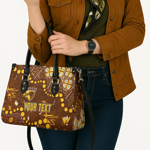 Personalized Hawthorn Hawks Leather Bag Aboriginal Pattern with Graffiti Style