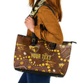 Personalized Hawthorn Hawks Leather Tote Bag Aboriginal Pattern with Graffiti Style