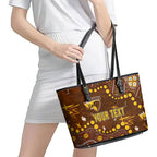 Personalized Hawthorn Hawks Leather Tote Bag Aboriginal Pattern with Graffiti Style