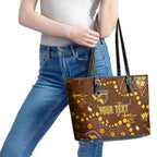 Personalized Hawthorn Hawks Leather Tote Bag Aboriginal Pattern with Graffiti Style