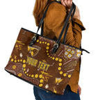 Personalized Hawthorn Hawks Leather Tote Bag Aboriginal Pattern with Graffiti Style