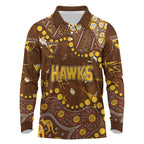 Personalized Hawthorn Hawks Long Sleeve Polo Shirt Aboriginal Pattern with Graffiti Style