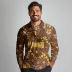 Personalized Hawthorn Hawks Long Sleeve Polo Shirt Aboriginal Pattern with Graffiti Style
