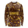 Personalized Hawthorn Hawks Long Sleeve Shirt Aboriginal Pattern with Graffiti Style