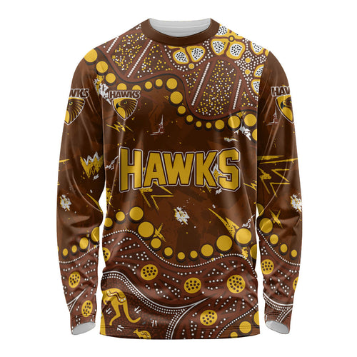 Personalized Hawthorn Hawks Long Sleeve Shirt Aboriginal Pattern with Graffiti Style