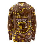 Personalized Hawthorn Hawks Long Sleeve Shirt Aboriginal Pattern with Graffiti Style