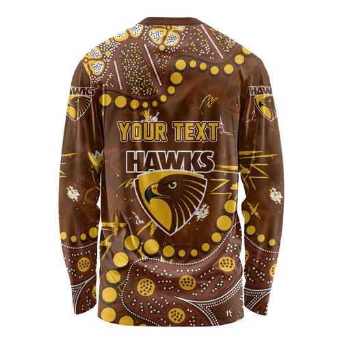 Personalized Hawthorn Hawks Long Sleeve Shirt Aboriginal Pattern with Graffiti Style