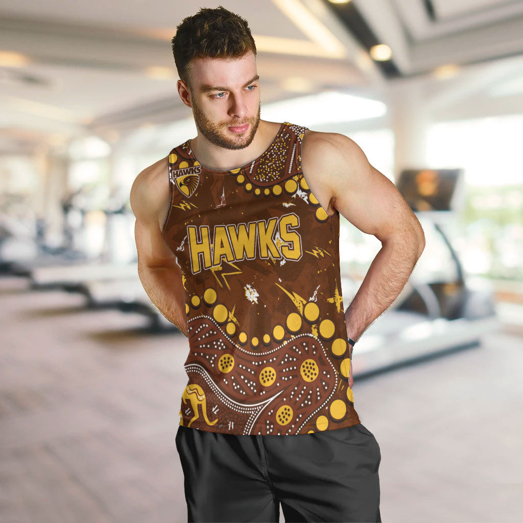 Personalized Hawthorn Hawks Men Tank Top Aboriginal Pattern with Graffiti Style