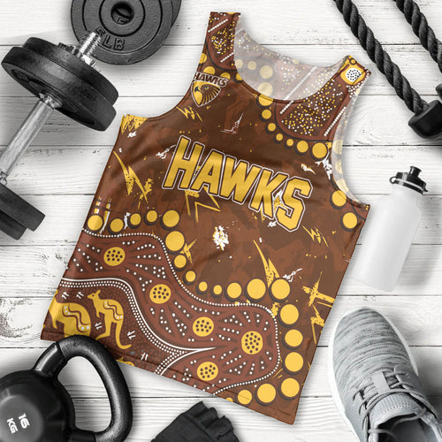 Personalized Hawthorn Hawks Men Tank Top Aboriginal Pattern with Graffiti Style