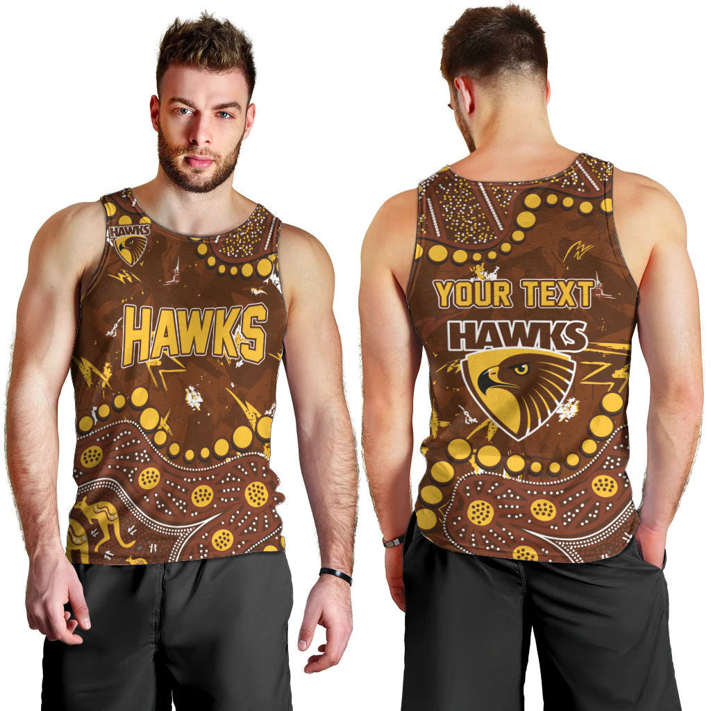 Personalized Hawthorn Hawks Men Tank Top Aboriginal Pattern with Graffiti Style