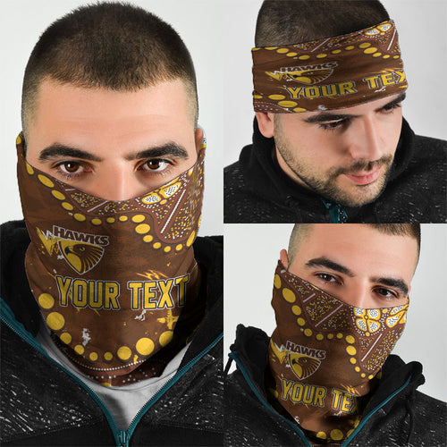 Personalized Hawthorn Hawks Neck Gaiter Aboriginal Pattern with Graffiti Style