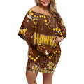 Personalized Hawthorn Hawks Off Shoulder Short Dress Aboriginal Pattern with Graffiti Style