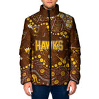 Personalized Hawthorn Hawks Padded Jacket Aboriginal Pattern with Graffiti Style