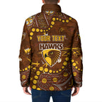 Personalized Hawthorn Hawks Padded Jacket Aboriginal Pattern with Graffiti Style