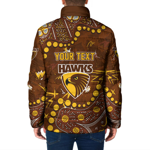 Personalized Hawthorn Hawks Padded Jacket Aboriginal Pattern with Graffiti Style