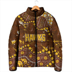 Personalized Hawthorn Hawks Padded Jacket Aboriginal Pattern with Graffiti Style