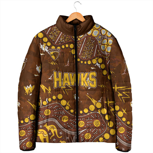 Personalized Hawthorn Hawks Padded Jacket Aboriginal Pattern with Graffiti Style