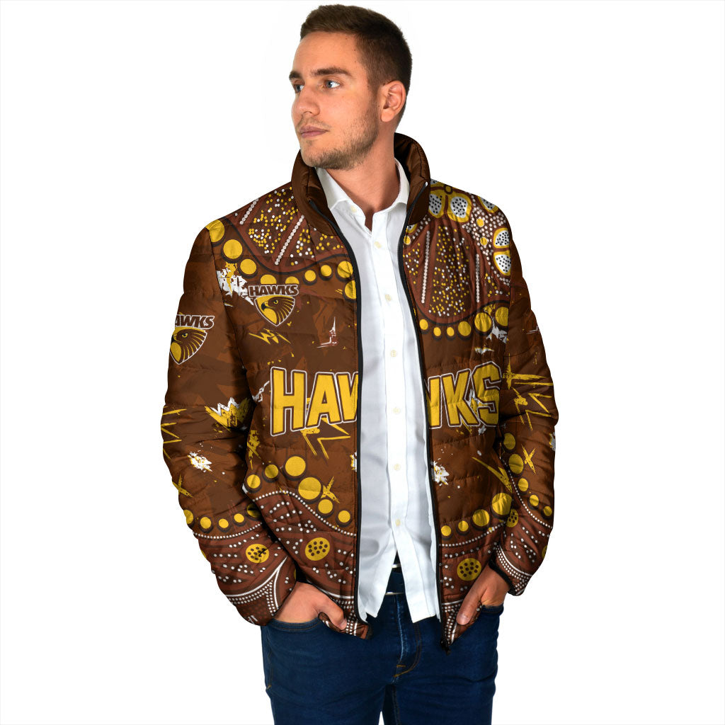 Personalized Hawthorn Hawks Padded Jacket Aboriginal Pattern with Graffiti Style