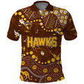 Personalized Hawthorn Hawks Polo Shirt Aboriginal Pattern with Graffiti Style