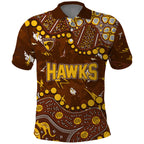 Personalized Hawthorn Hawks Polo Shirt Aboriginal Pattern with Graffiti Style