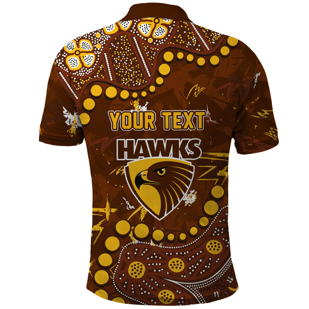 Personalized Hawthorn Hawks Polo Shirt Aboriginal Pattern with Graffiti Style