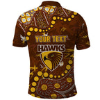 Personalized Hawthorn Hawks Polo Shirt Aboriginal Pattern with Graffiti Style