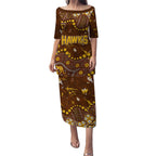 Personalized Hawthorn Hawks Puletasi Aboriginal Pattern with Graffiti Style