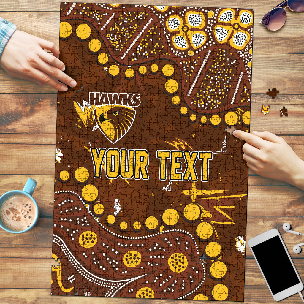 Personalized Hawthorn Hawks Puzzle Aboriginal Pattern with Graffiti Style