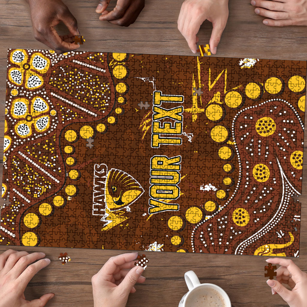 Personalized Hawthorn Hawks Puzzle Aboriginal Pattern with Graffiti Style
