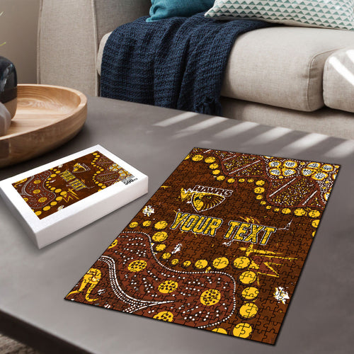 Personalized Hawthorn Hawks Puzzle Aboriginal Pattern with Graffiti Style