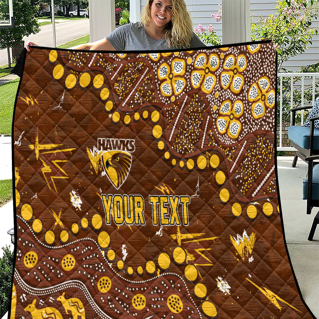 Personalized Hawthorn Hawks Quilt Aboriginal Pattern with Graffiti Style