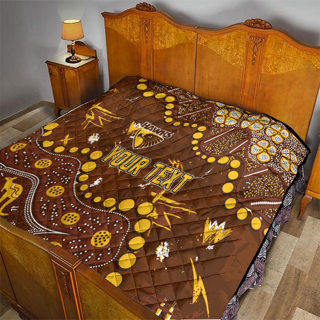 Personalized Hawthorn Hawks Quilt Aboriginal Pattern with Graffiti Style