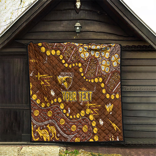 Personalized Hawthorn Hawks Quilt Aboriginal Pattern with Graffiti Style