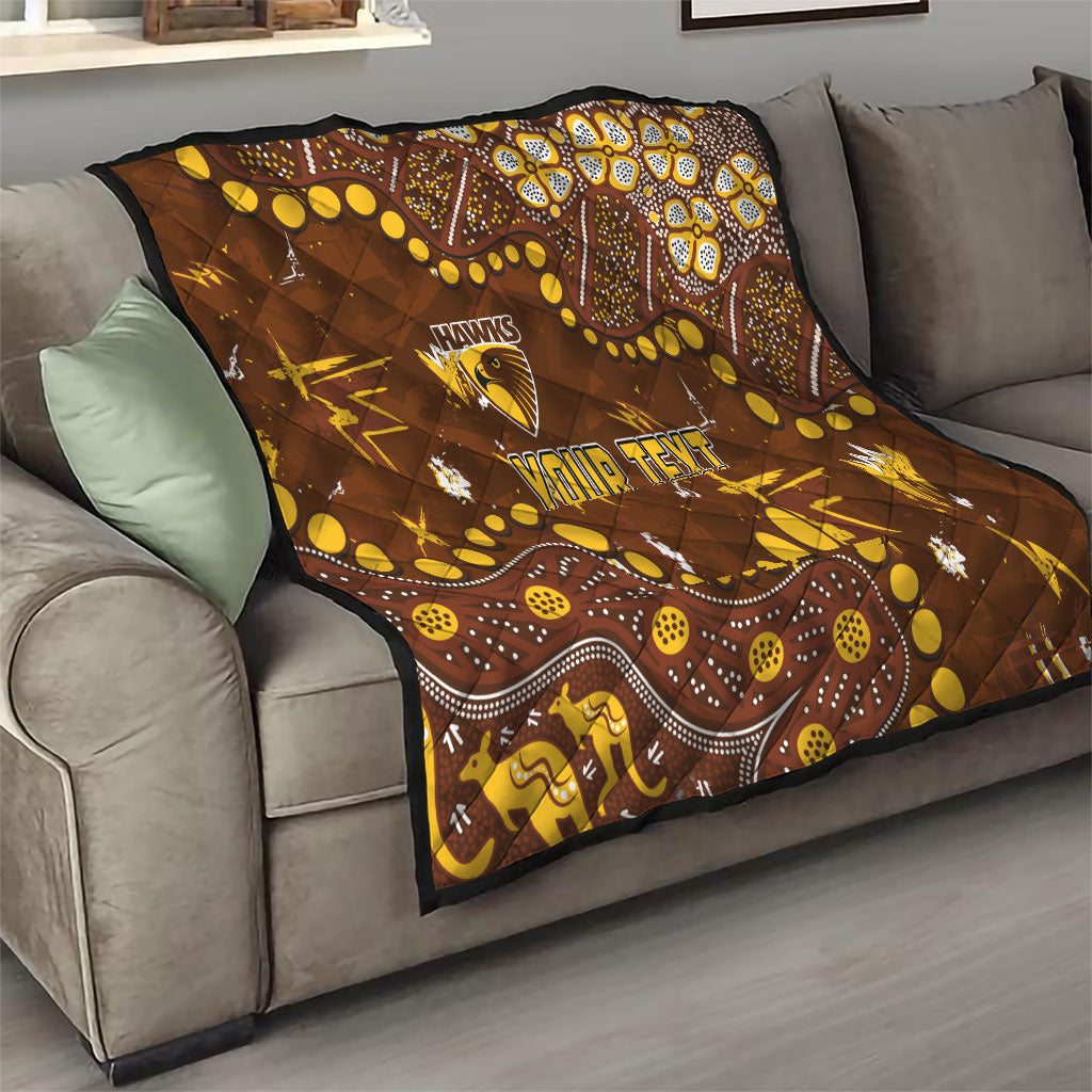 Personalized Hawthorn Hawks Quilt Aboriginal Pattern with Graffiti Style