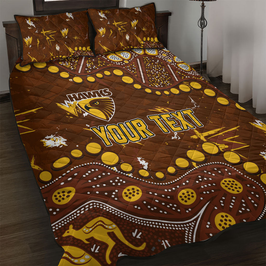Personalized Hawthorn Hawks Quilt Bed Set Aboriginal Pattern with Graffiti Style