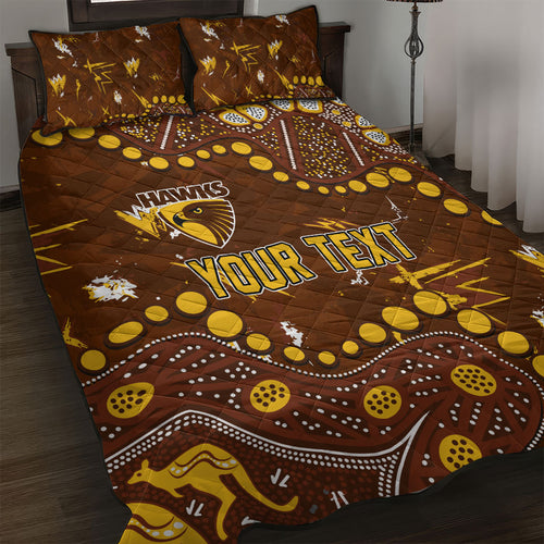 Personalized Hawthorn Hawks Quilt Bed Set Aboriginal Pattern with Graffiti Style