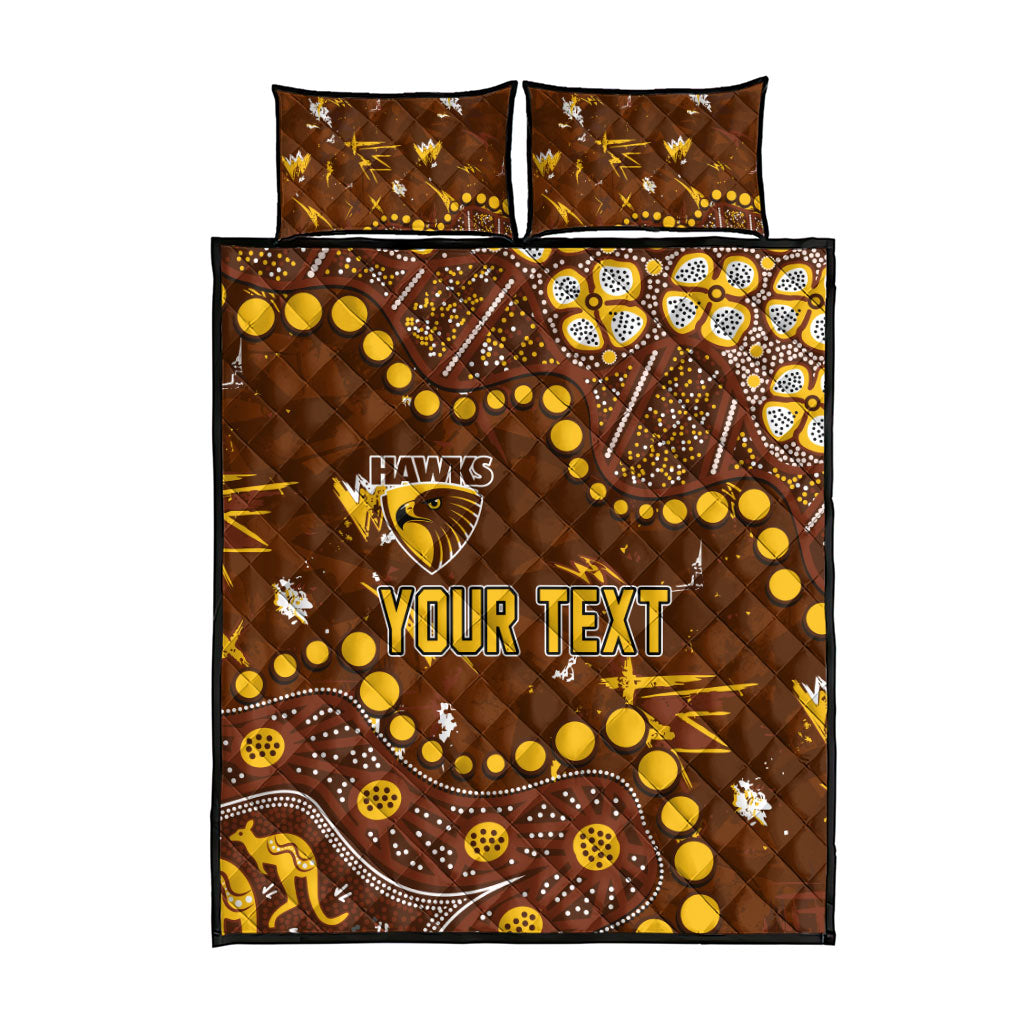 Personalized Hawthorn Hawks Quilt Bed Set Aboriginal Pattern with Graffiti Style